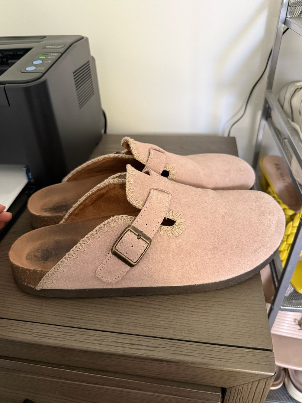 White Mountain Pink Suede Clog Loafers